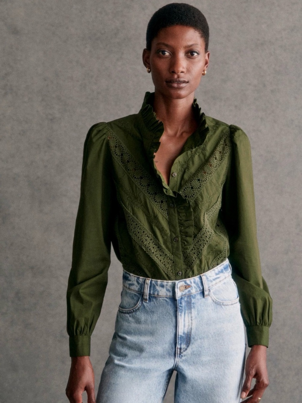 NWOT Sezane Lou Shirt Perfect Green - Size 6